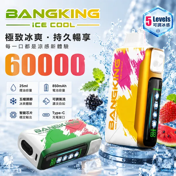 BANG KING 60000口一次性 5檔冰感調節 12種口味